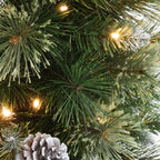 90 cm künstlicher Weihnachtsbaum mit integrierter LED-Beleuchtung und Tannenzapfen-Dekor