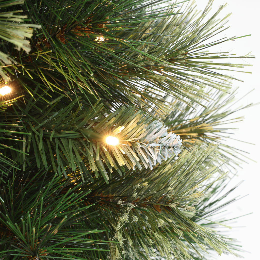 90 cm künstlicher Weihnachtsbaum mit integrierter LED-Beleuchtung und Tannenzapfen-Dekor