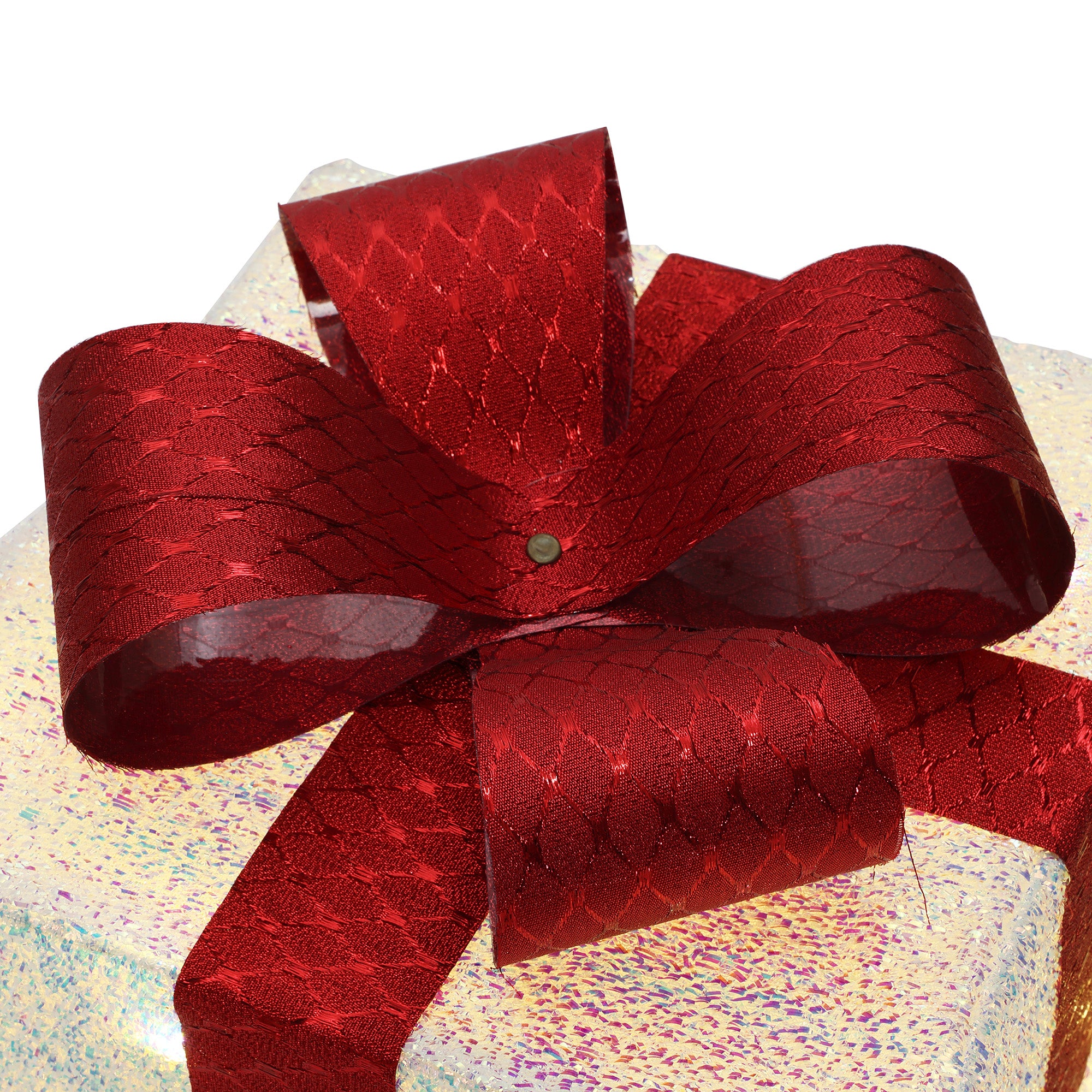 3er-Set LED-Geschenkboxen – Weihnachtsdeko in Weiß mit roten Schleifen