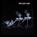 2 LED-Rentiere mit Schlitten – Weihnachtsdeko mit kaltweißen Lichtern für Innen- und Außen