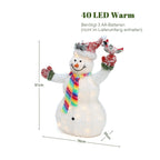 LED-Schneemann mit Schneeeffekt und Rotkehlchen –  Leuchtende Weihnachtsdeko für Innen und Außen