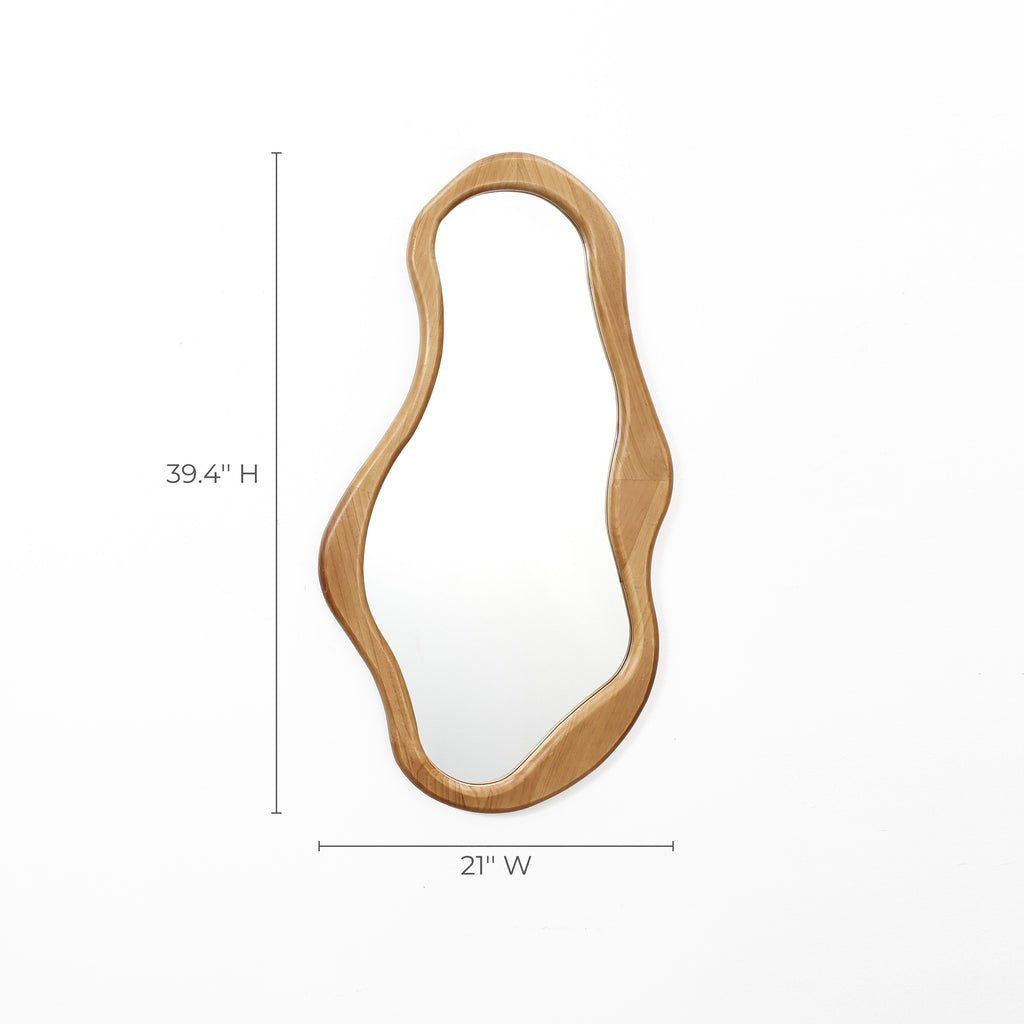 Flow Wandspiegel mit Rahmen aus Naturholz