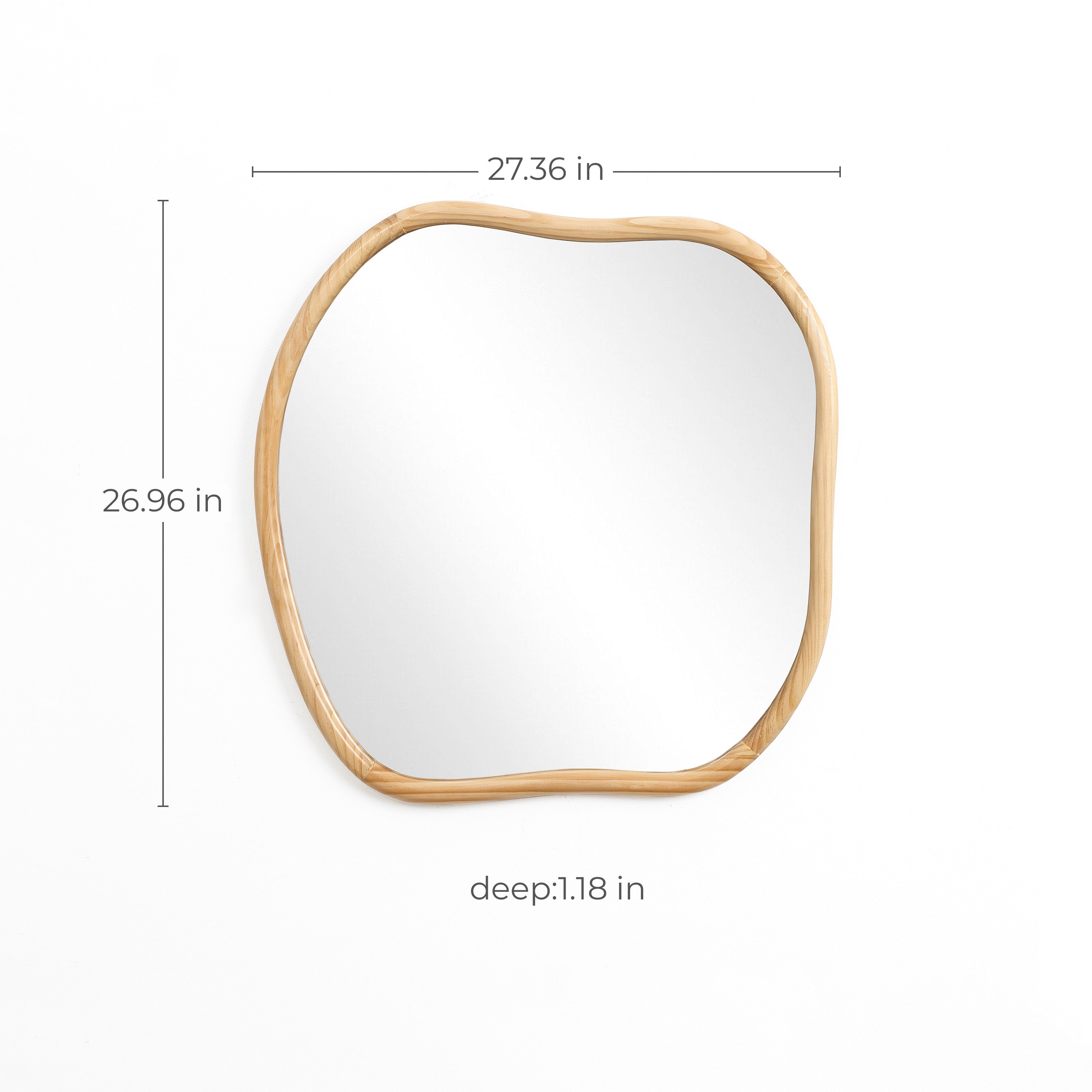 Irregulärer Wandspiegel aus Naturkiefer – Organische Form mit Holzrahmen