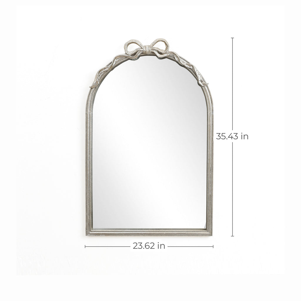 Wandspiegel mit Schleifen-Detail – Rechteckig, Silberoptik