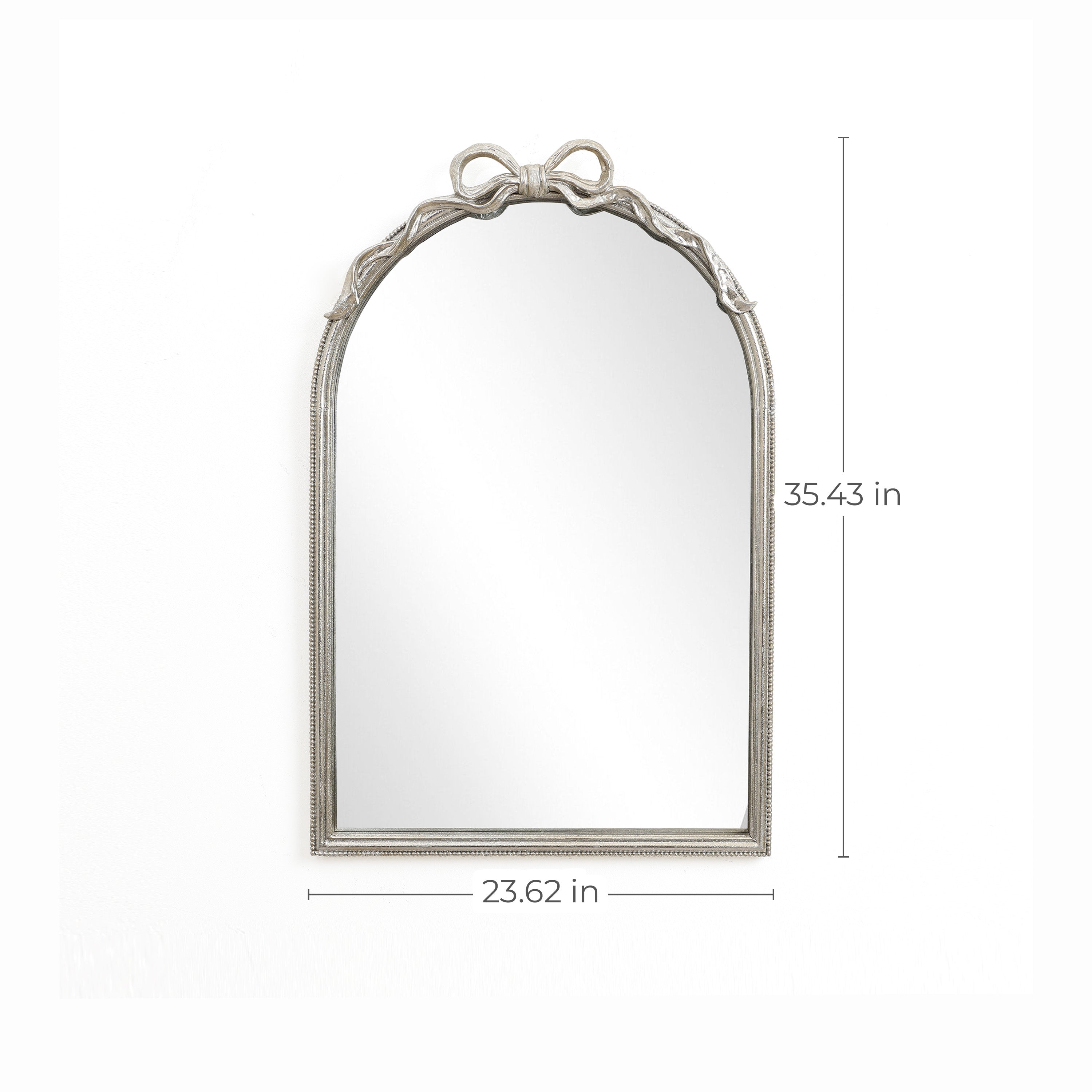 Wandspiegel mit Schleifen-Detail – Rechteckig, Silberoptik
