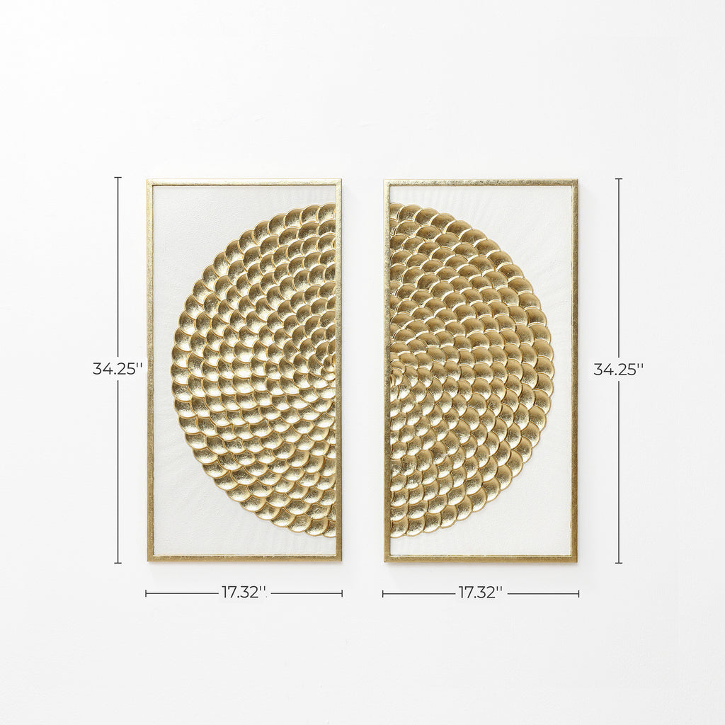 Goldene Wandkunst im 2er-Set – Elegante Metall Deko