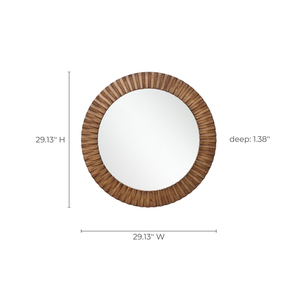 Runder Holz-Wandspiegel mit Strahlendesign – Rustikaler Deko-Spiegel