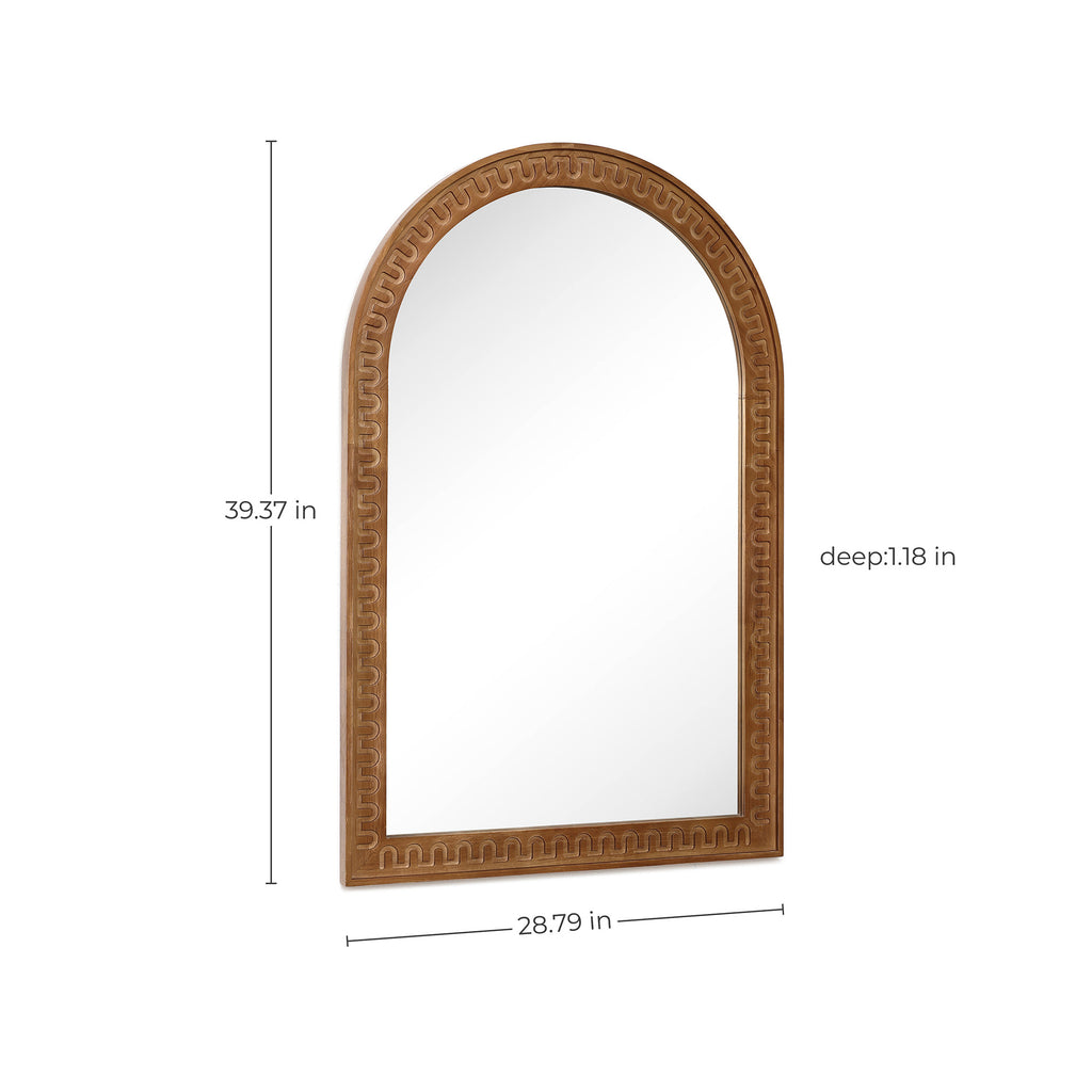 Arkaden-Form Holz-Wandspiegel mit Meander-Muster – Rustikal-Eleganter Ganzkörper-Spiegel