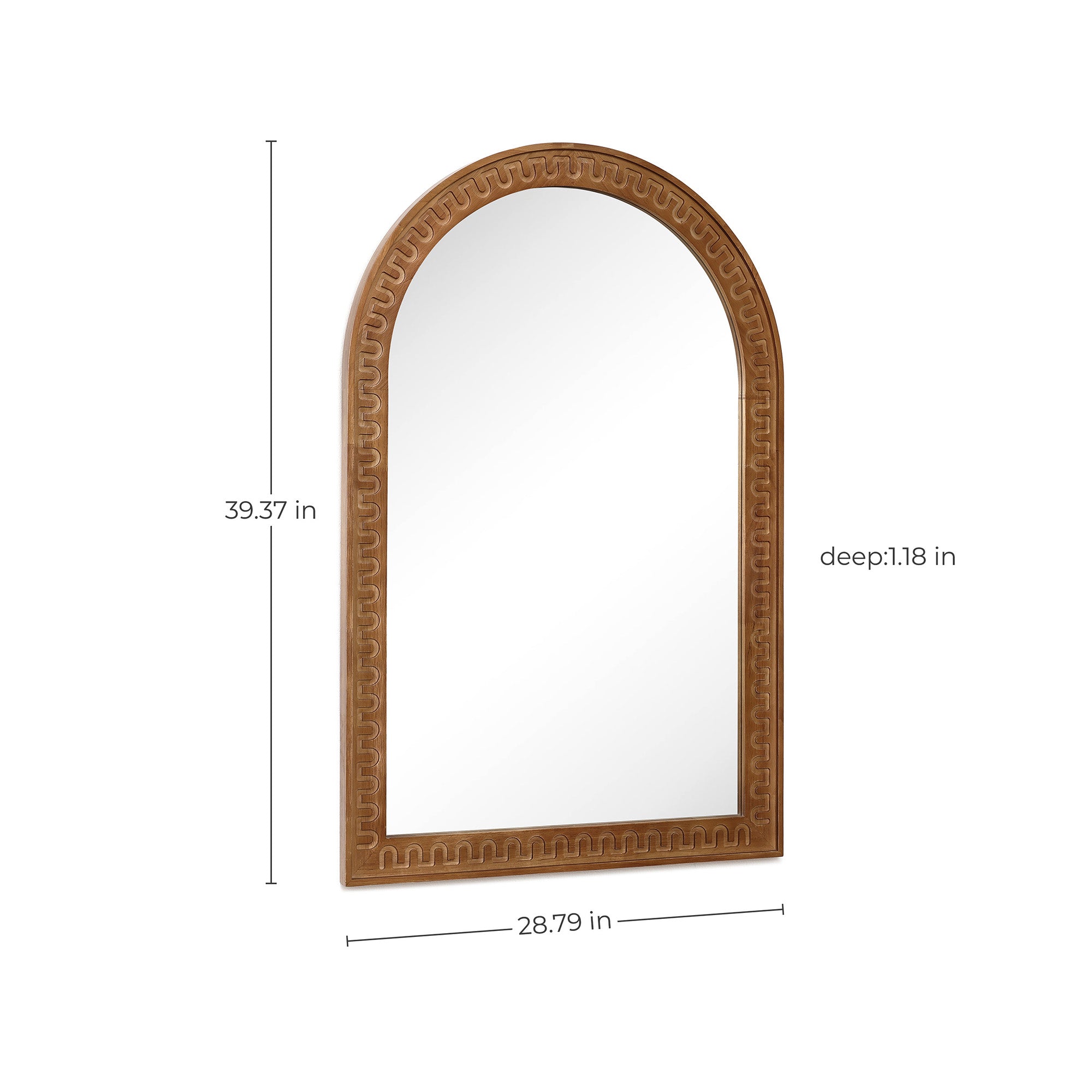 Arkaden-Form Holz-Wandspiegel mit Meander-Muster – Rustikal-Eleganter Ganzkörper-Spiegel