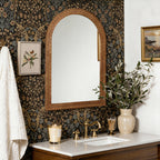 Arkaden-Form Holz-Wandspiegel mit Meander-Muster – Rustikal-Eleganter Ganzkörper-Spiegel