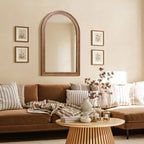 Arkaden-Form Holz-Wandspiegel mit Meander-Muster – Rustikal-Eleganter Ganzkörper-Spiegel