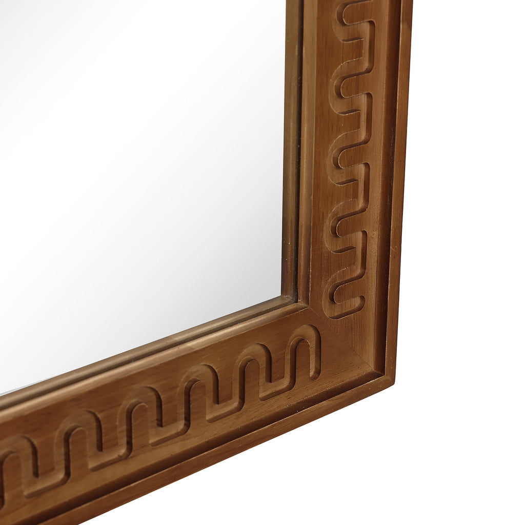 Arkaden-Form Holz-Wandspiegel mit Meander-Muster – Rustikal-Eleganter Ganzkörper-Spiegel
