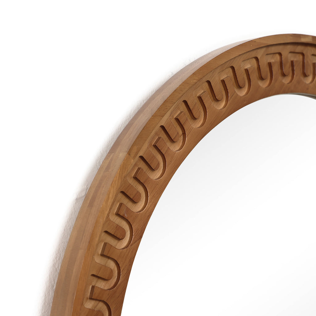 Arkaden-Form Holz-Wandspiegel mit Meander-Muster – Rustikal-Eleganter Ganzkörper-Spiegel