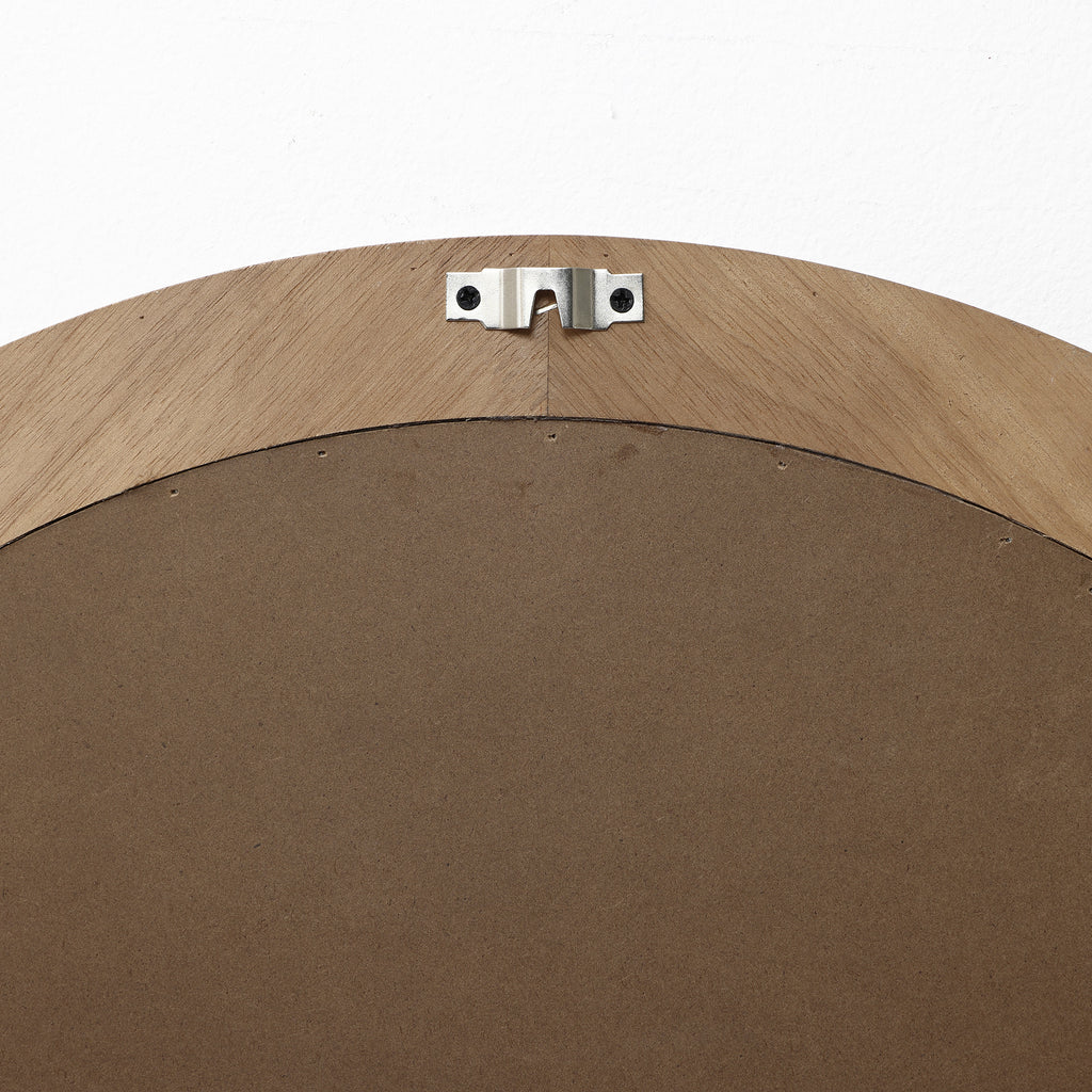 Runder Holz-Wandspiegel mit Meander-Muster – Rustikal-Eleganter Deko-Spiegel