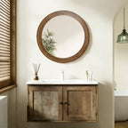 Runder Holz-Wandspiegel mit Meander-Muster – Rustikal-Eleganter Deko-Spiegel