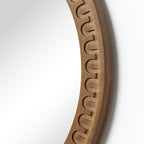 Runder Holz-Wandspiegel mit Meander-Muster – Rustikal-Eleganter Deko-Spiegel