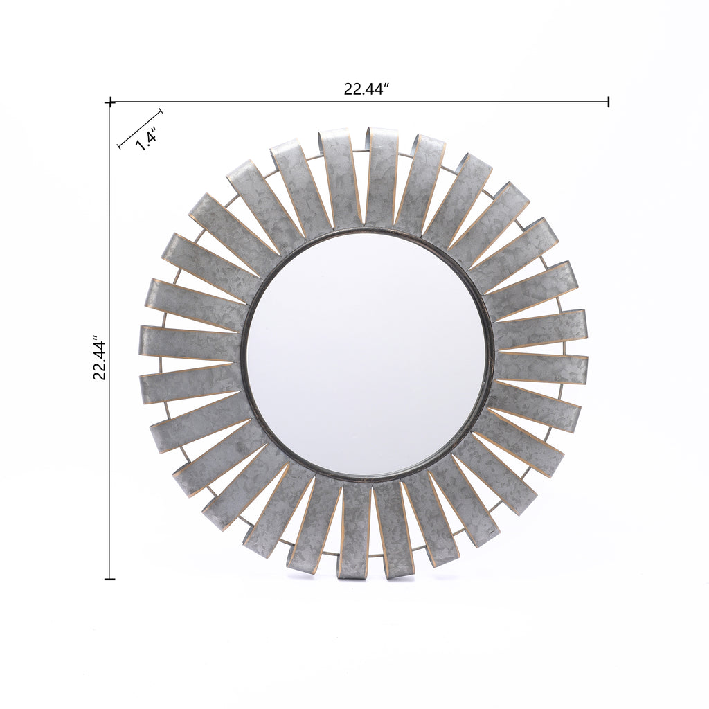 Metall-Deko-Spiegel – Industrialer Wandspiegel mit Strahlenrahmen für Wohnraum