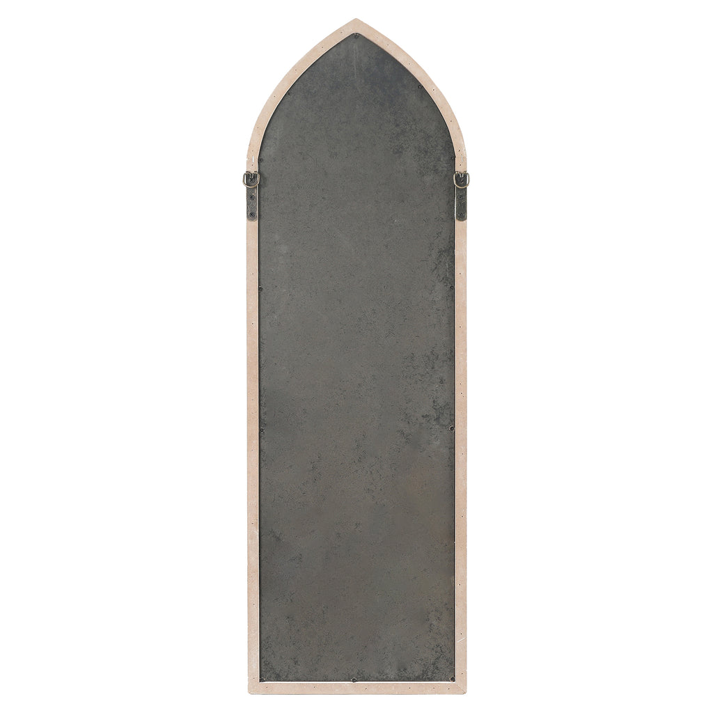 Gotisches Kirchenfenster-Deko-Spiegel – Rustikaler Holzrahmen mit filigranen Verzierungen für Wohnraum