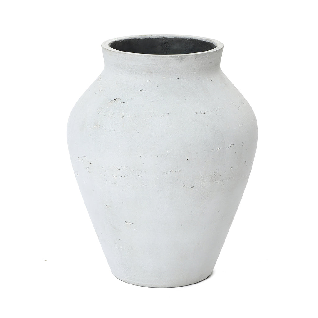 Große Vase Weiß aus Beton, Wabi-Sabi Blumenvase Minimalistisch, Handgefertigte Dekovase