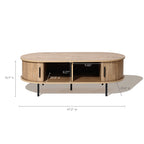 Ovaler Couchtisch mit Stauraum und Holzoptik