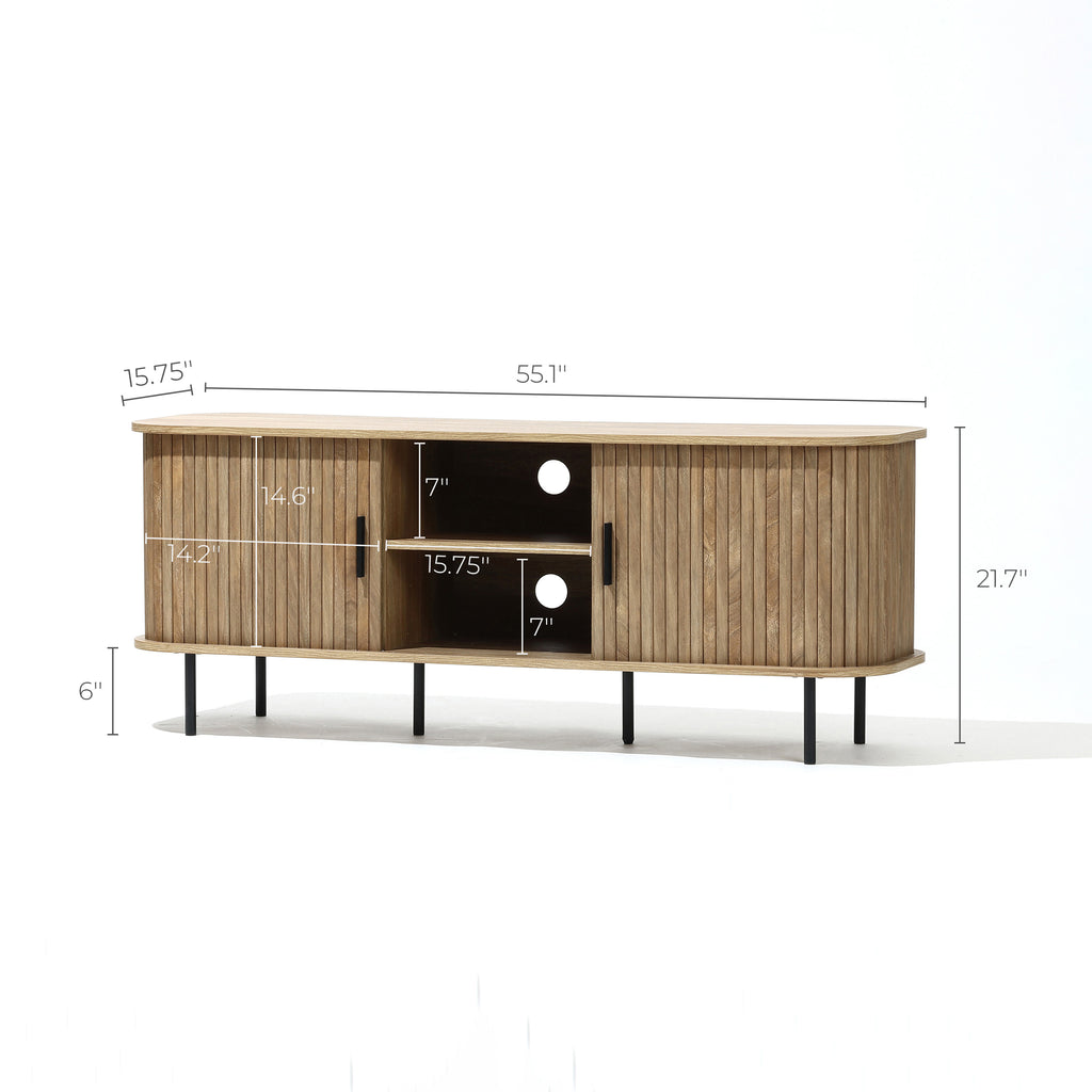 TV-Lowboard mit Schiebetüren und Kabeldurchlass
