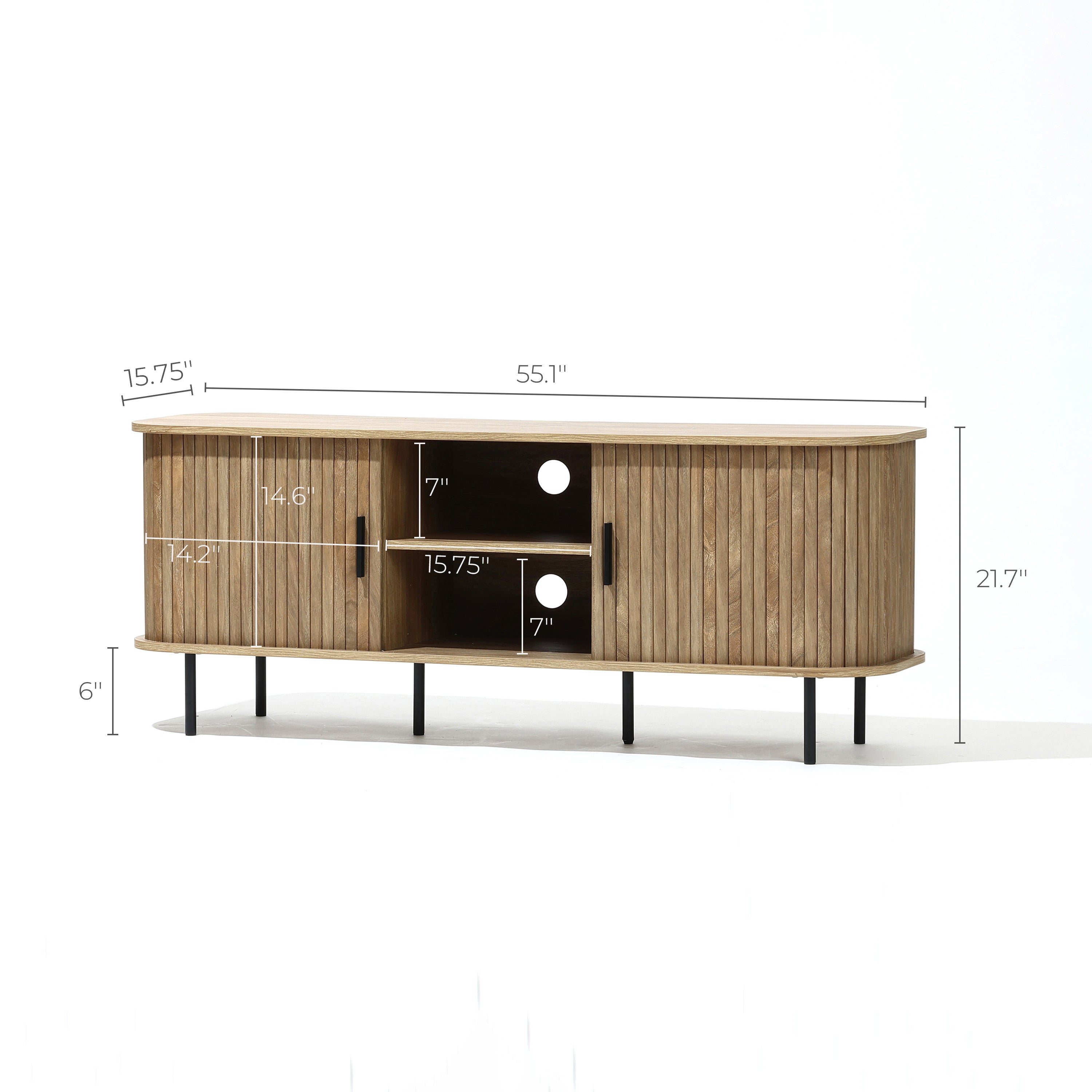 TV-Lowboard mit Schiebetüren und Kabeldurchlass