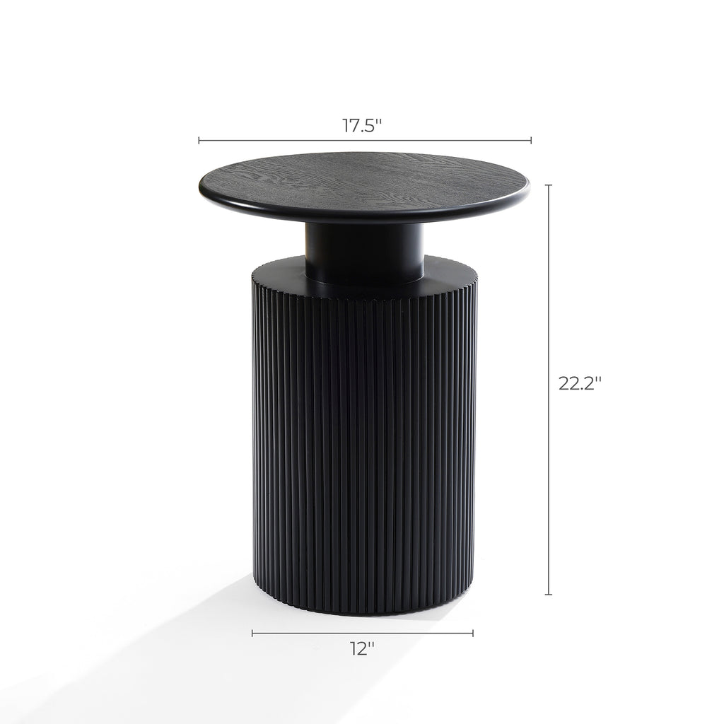 Runder Beistelltisch in Schwarz mit Zylinderfuß – Modernes Design aus Holz & MDF
