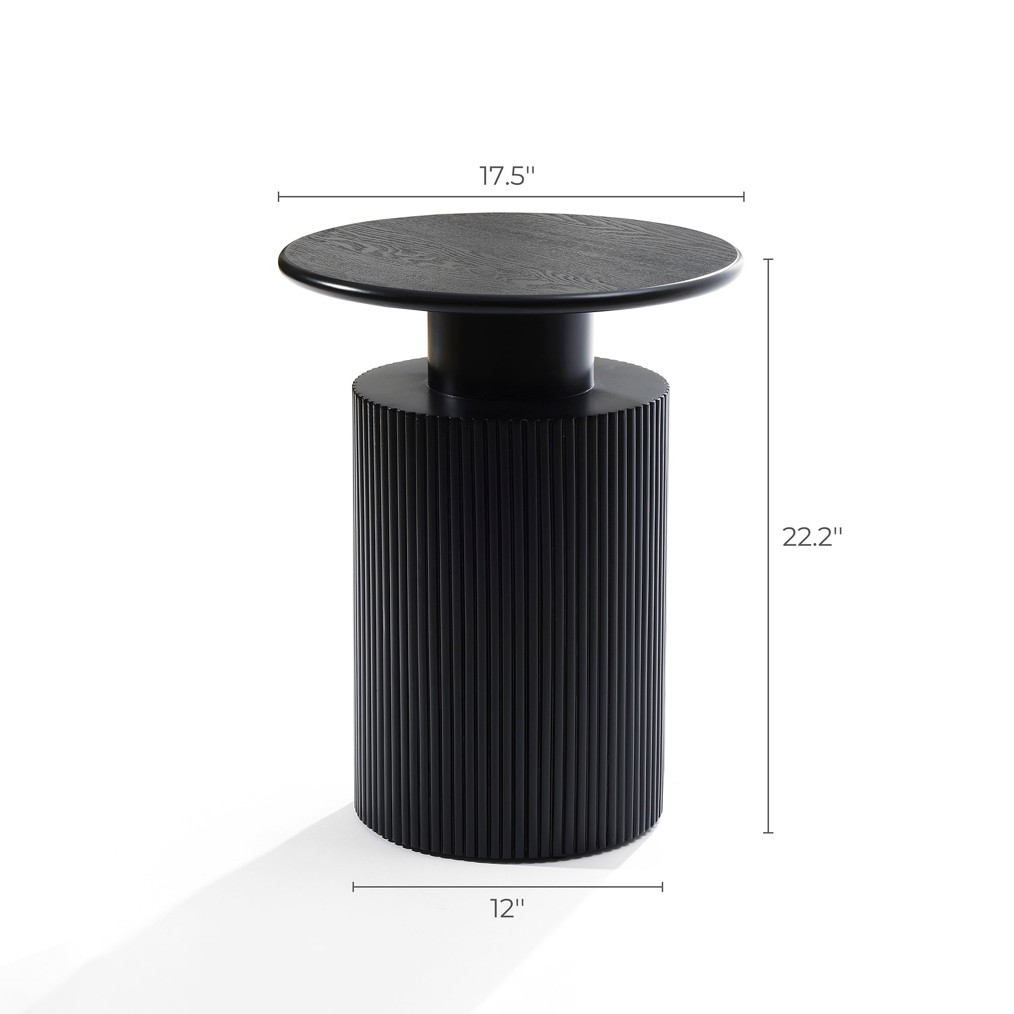 Runder Beistelltisch in Schwarz mit Zylinderfuß – Modernes Design aus Holz & MDF