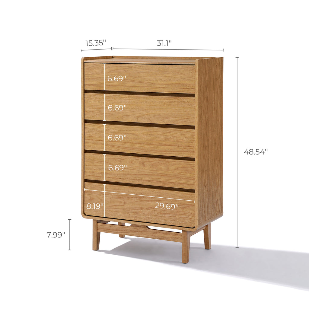 Kommode mit 5 Schubladen aus Holzoptik – Skandinavisches Design