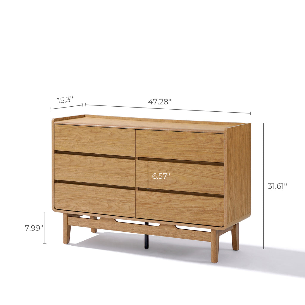 Kommode mit 6 Schubladen im Eichenoptik