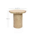 Beistelltisch in Maserholz-Optik mit zylindrischem Fuß