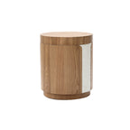 Runder Beistelltisch mit Stauraum MDF Holzstruktur und Stoffdetail