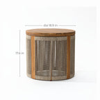 Runder Beistelltisch aus Akazienholz mit Seilgeflecht