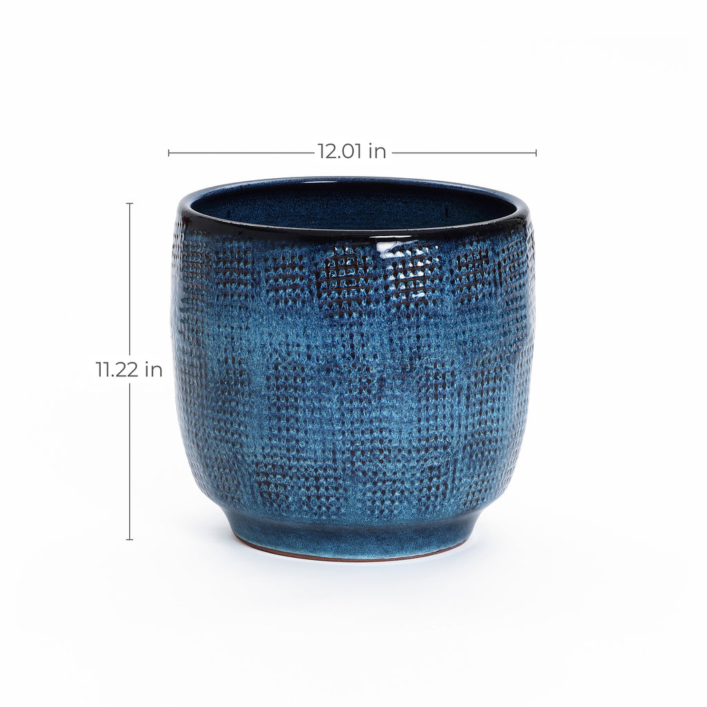 Ocean Blue Keramik-Pflanzentopf rund