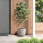 Hometopia Keramik Blumentopf Groß, Round Übertöpfe Außen & Innen, Massiver Pflanzkübel mit Drainage-Loch ideal für Wohnzimmer, Küche und Balkon (Graues, Ø30xH28cm)