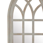 Gotisches Kirchenfenster-Deko-Spiegel – Rustikaler Holzrahmen mit spitzbogiger Form für Wohnraum