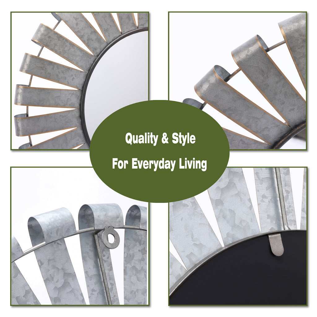 Metall-Deko-Spiegel – Industrialer Wandspiegel mit Strahlenrahmen für Wohnraum