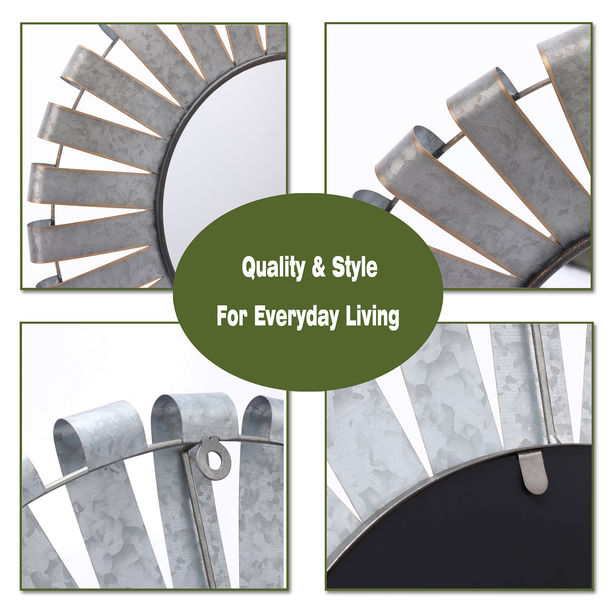 Metall-Deko-Spiegel – Industrialer Wandspiegel mit Strahlenrahmen für Wohnraum