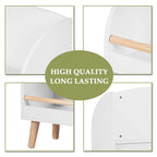 Kinder Bücherregal mit 3 Ablagen und Aufbewahrungskorb, Weiß, Multifunktional