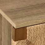 Aufbewahrungsschrank im Vintage-Naturstil –Holzschrank mit 2 Türen und Flecht-Front