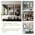 3-teiliges Wandspiegel-Set mit schwarzem Metallrahmen und geometrischem Design