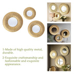 3-teiliges Goldenes Harz-Wandspiegel-Set – Runde Deko-Spiegel mit strukturiertem Rahmen